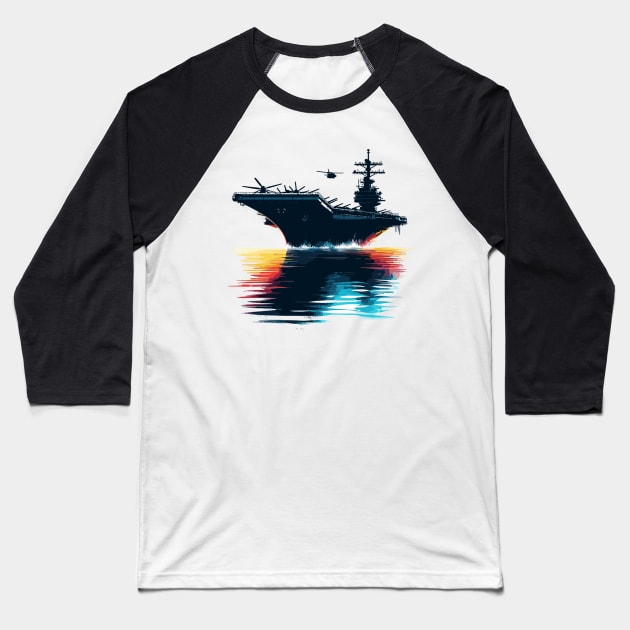 Aircraft carrier Baseball T-Shirt by Vehicles-Art